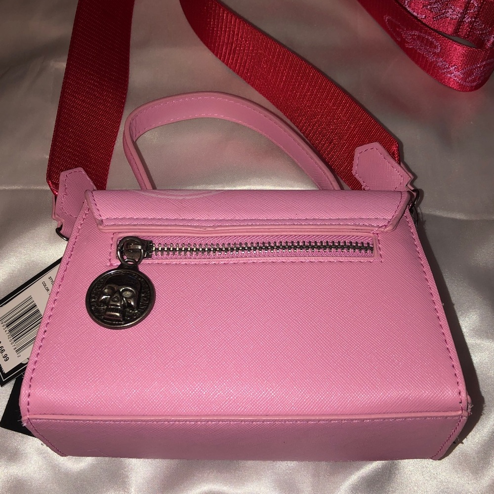 Ed Hardy Pink Multi Faux Leather Top Handle Crossbody Bag Leopard & Floral NWT - Picture 9 of 16